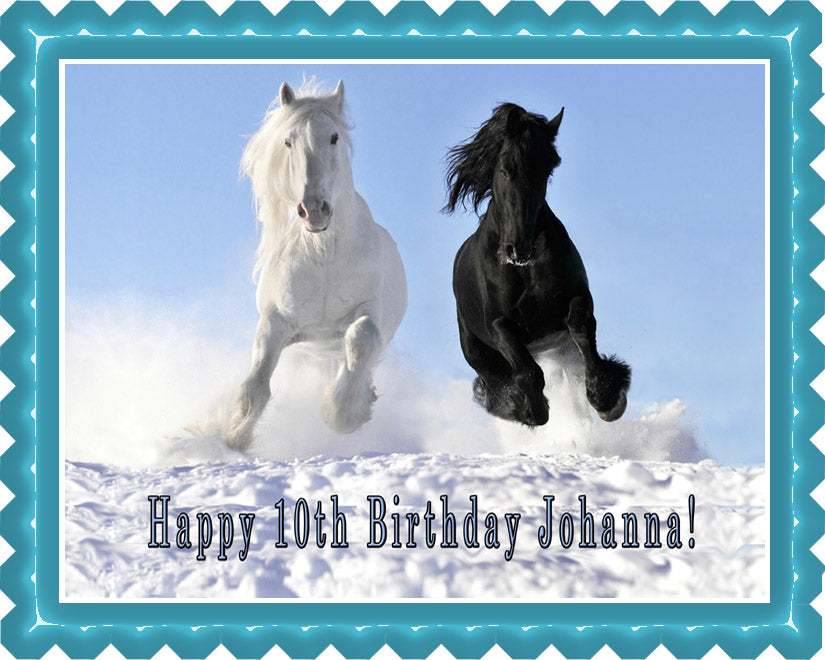 Horses (Nr2) - Edible Cake Topper OR Cupcake Topper, Decor