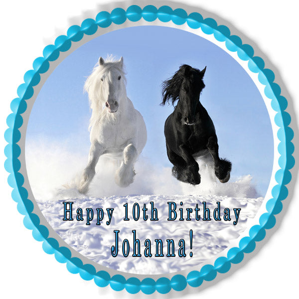 Horses (Nr2) - Edible Cake Topper OR Cupcake Topper, Decor