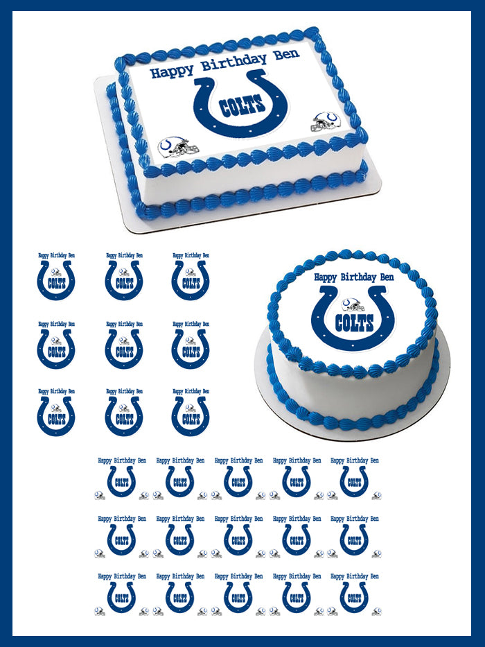 Indianapolis Colts - Edible Birthday Cake Topper OR Cupcake Topper, Decor