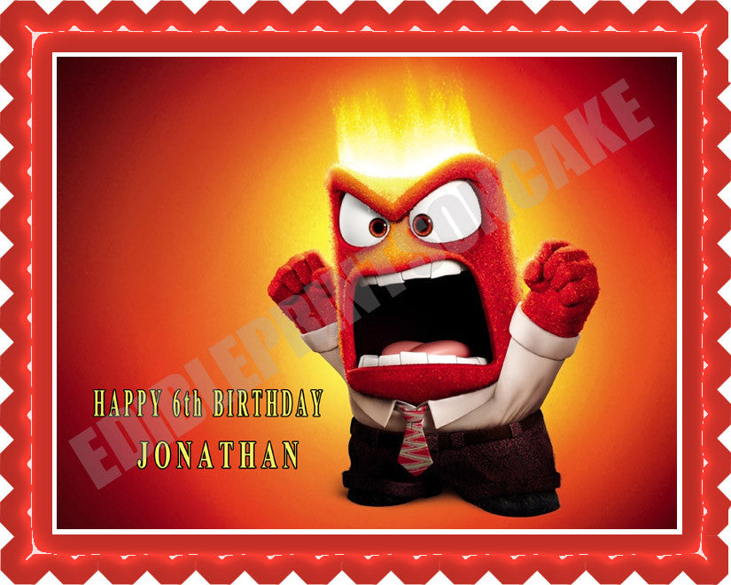 Inside Out Anger (Nr5) - Edible Cake Topper OR Cupcake Topper, Decor