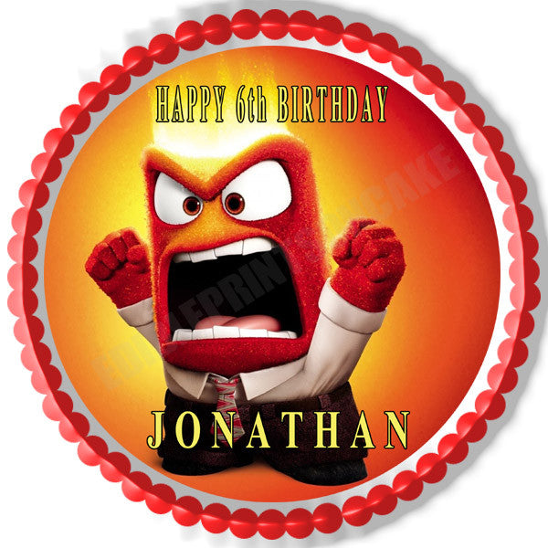 Inside Out Anger (Nr5) - Edible Cake Topper OR Cupcake Topper, Decor