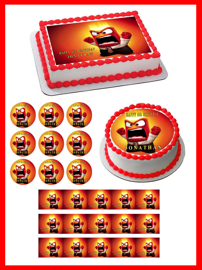 Inside Out Anger (Nr5) - Edible Cake Topper OR Cupcake Topper, Decor