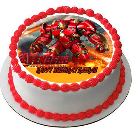 Iron Man Hulkbuster Edible Birthday Cake Topper OR Cupcake Topper, Decor - Edible Prints On Cake (Edible Cake &Cupcake Topper)