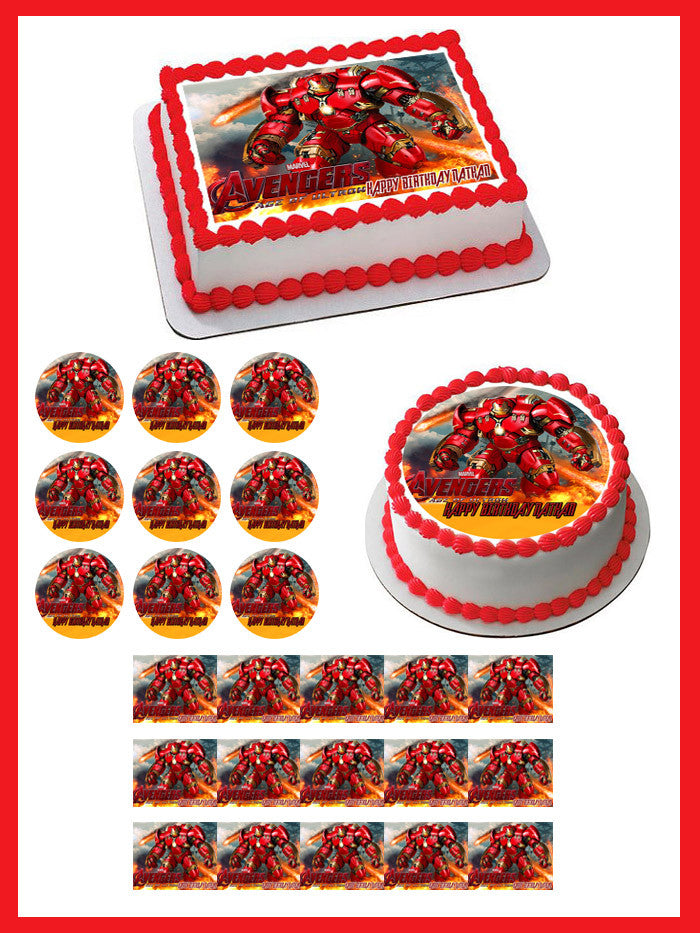 Iron Man Hulkbuster Edible Birthday Cake Topper OR Cupcake Topper, Decor - Edible Prints On Cake (Edible Cake &Cupcake Topper)