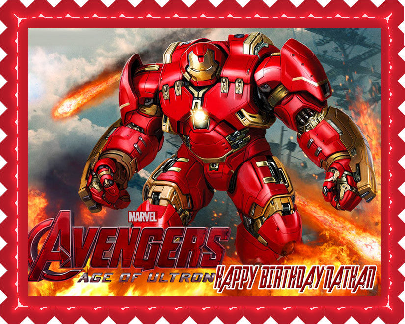 Iron Man Hulkbuster Edible Birthday Cake Topper OR Cupcake Topper, Decor - Edible Prints On Cake (Edible Cake &Cupcake Topper)
