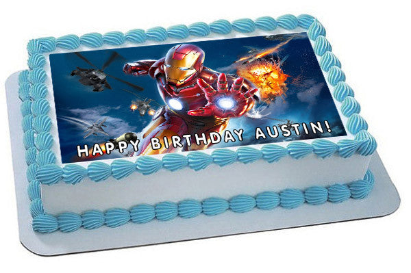 Iron Man - Edible Birthday Cake Topper OR Cupcake Topper, Decor