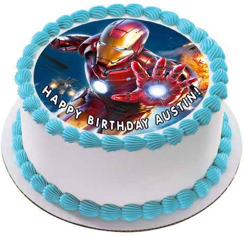 Iron Man - Edible Birthday Cake Topper OR Cupcake Topper, Decor