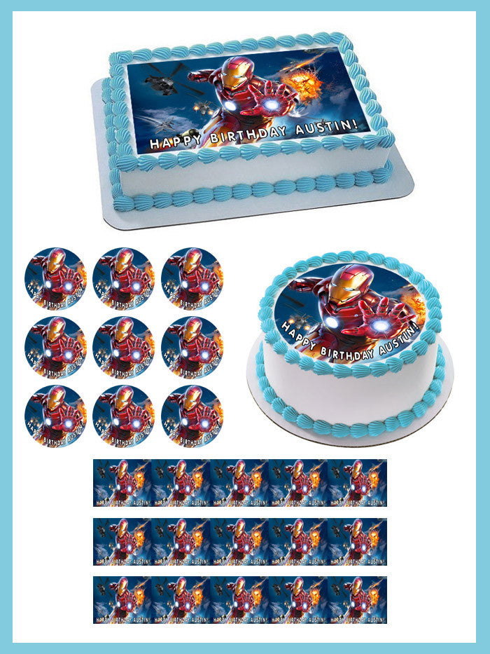 Iron Man - Edible Birthday Cake Topper OR Cupcake Topper, Decor