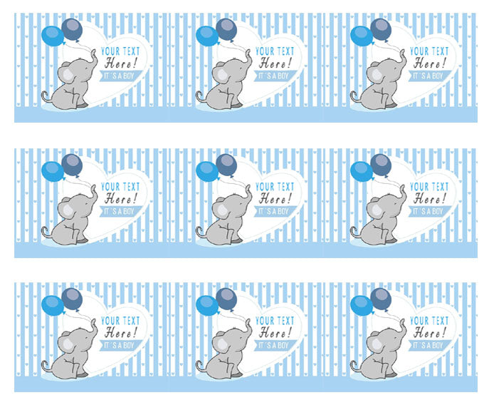 It's a Boy Elephant Baby Shower - Edible Cake Topper, Cupcake Toppers, Strips