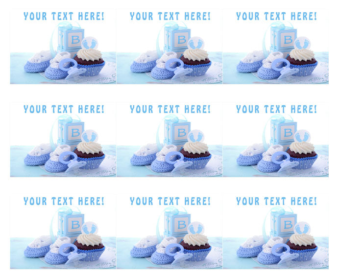 Its a Boy Blue Baby Shower - Edible Cake Topper, Cupcake Toppers, Strips
