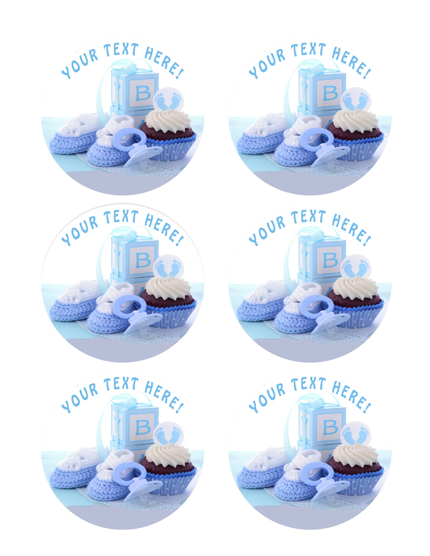 Its a Boy Blue Baby Shower - Edible Cake Topper, Cupcake Toppers, Strips
