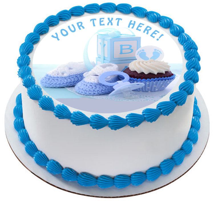 Its a Boy Blue Baby Shower - Edible Cake Topper, Cupcake Toppers, Strips