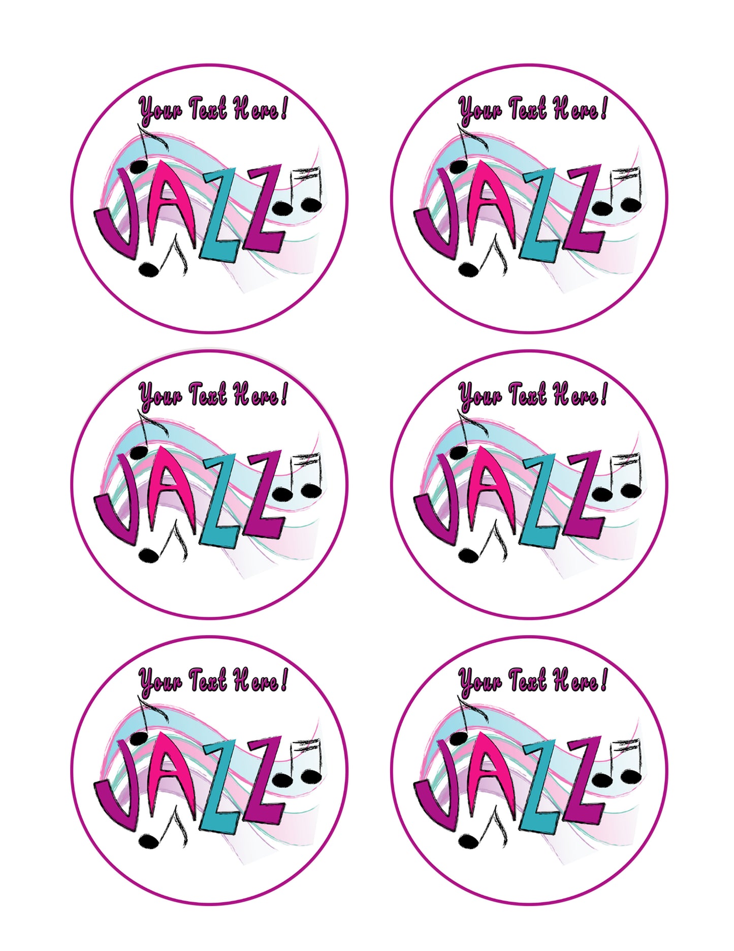 Jazz - Edible Cake Topper, Cupcake Toppers, Strips