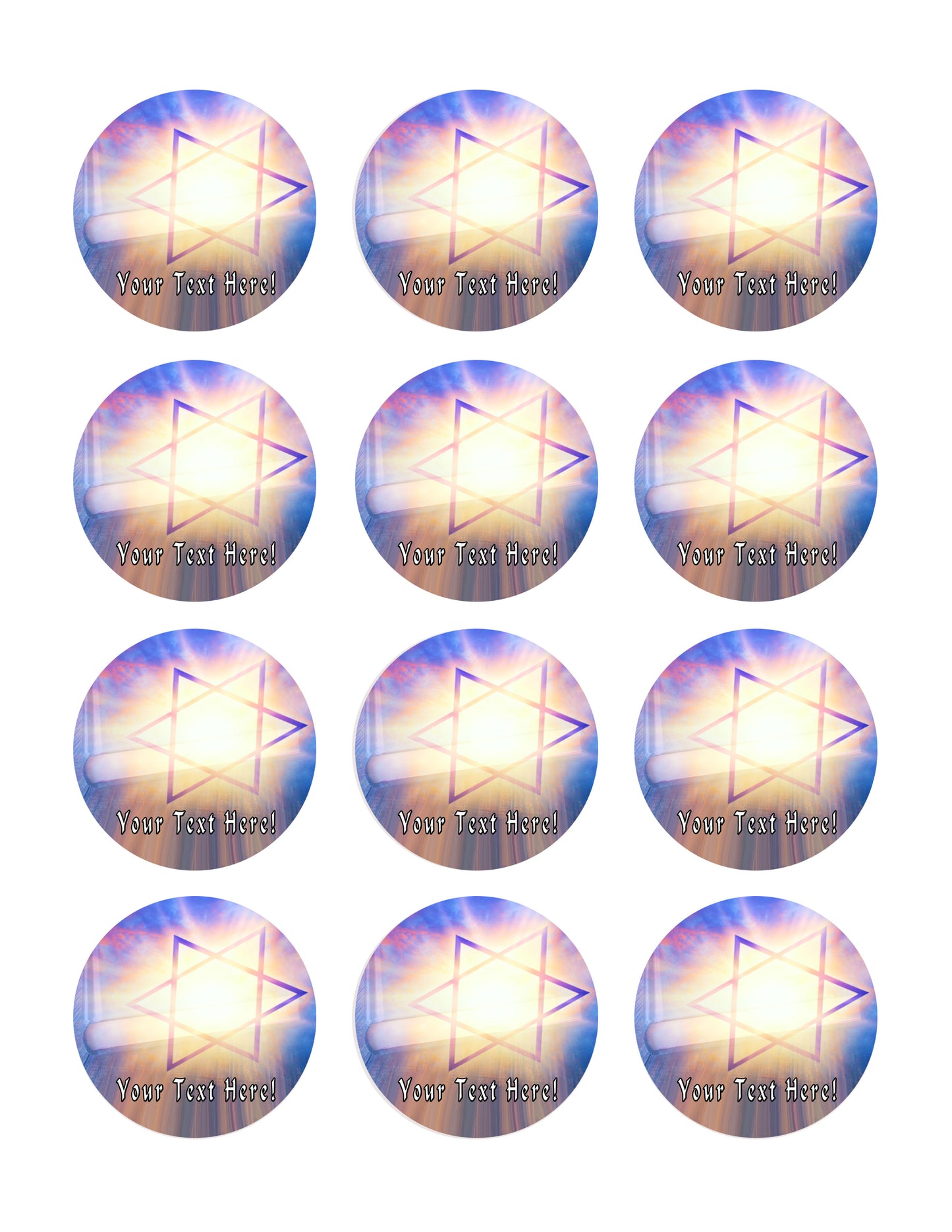 Judaism Church Traditional Symbols - Edible Cake Topper, Cupcake Toppers, Strips