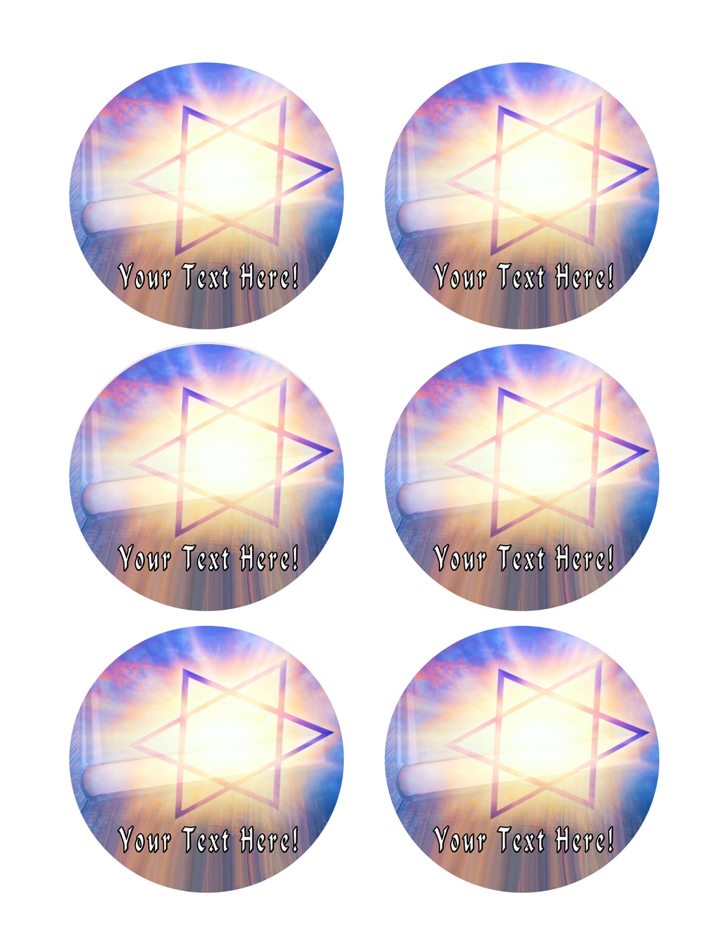 Judaism Church Traditional Symbols - Edible Cake Topper, Cupcake Toppers, Strips