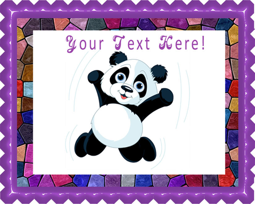 Jumping Happy Panda - Edible Cake Topper, Cupcake Toppers, Strips