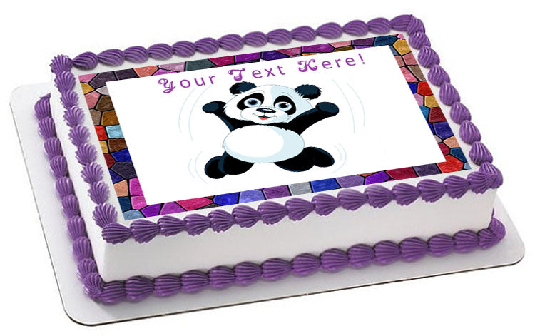 Jumping Happy Panda - Edible Cake Topper, Cupcake Toppers, Strips