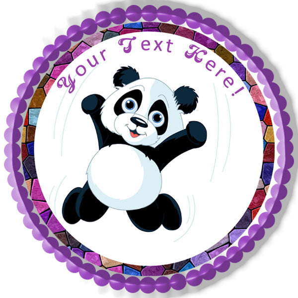 Jumping Happy Panda - Edible Cake Topper, Cupcake Toppers, Strips