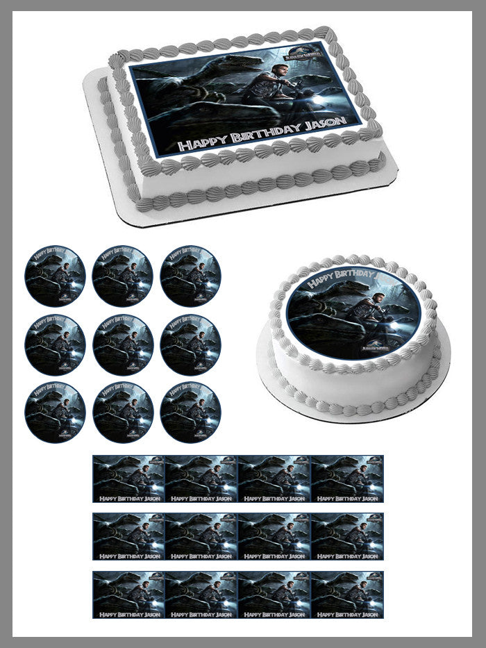 Jurassic World 2 Edible Birthday Cake Topper OR Cupcake Topper, Decor - Edible Prints On Cake (Edible Cake &Cupcake Topper)