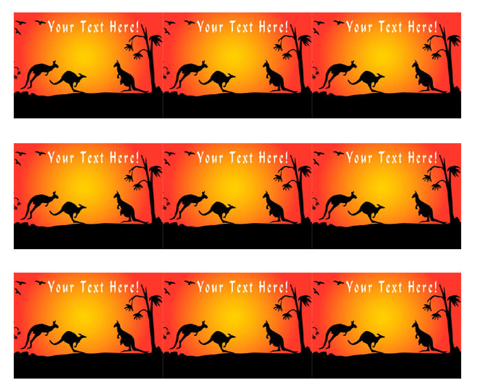 Kangaroo Sunset - Edible Cake Topper, Cupcake Toppers, Strips