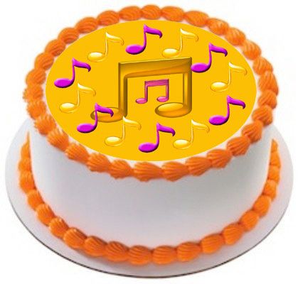 Music Note Edible Birthday Cake Topper OR Cupcake Topper - Edible Prints On Cake (Edible Cake &Cupcake Topper)