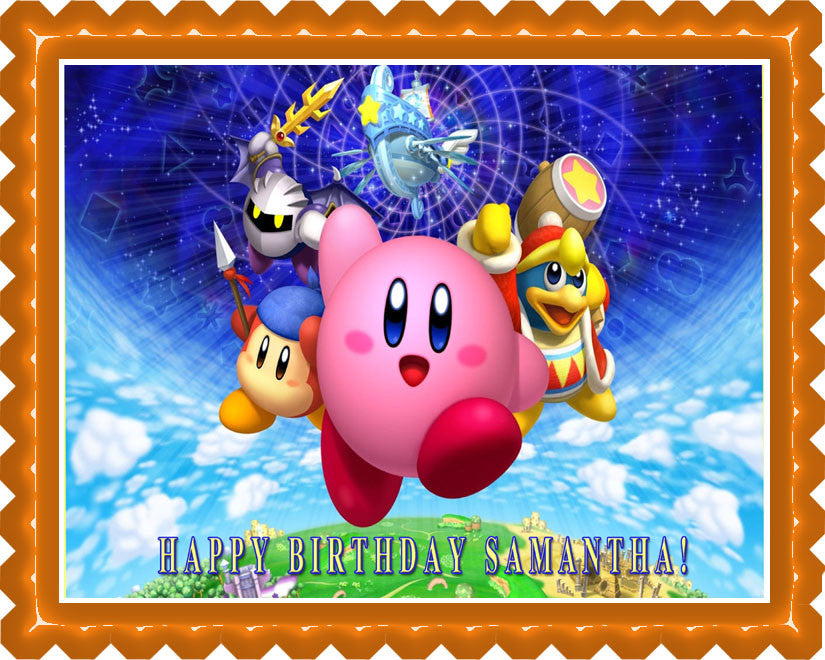 KIRBY - Edible Cake Topper OR Cupcake Topper, Decor