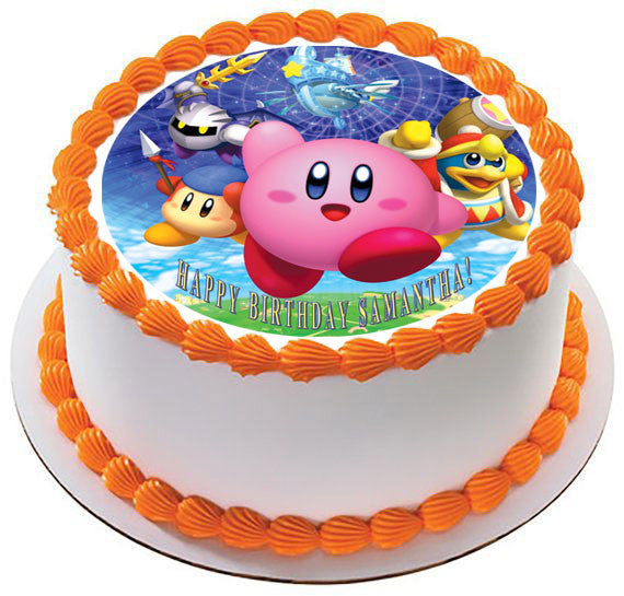 KIRBY - Edible Cake Topper OR Cupcake Topper, Decor