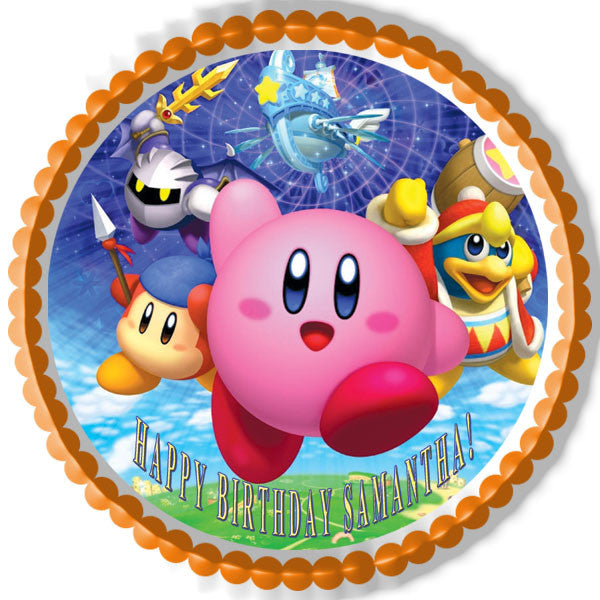 KIRBY - Edible Cake Topper OR Cupcake Topper, Decor