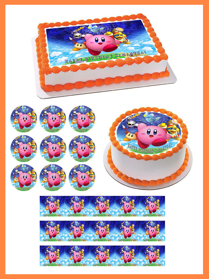 KIRBY - Edible Cake Topper OR Cupcake Topper, Decor