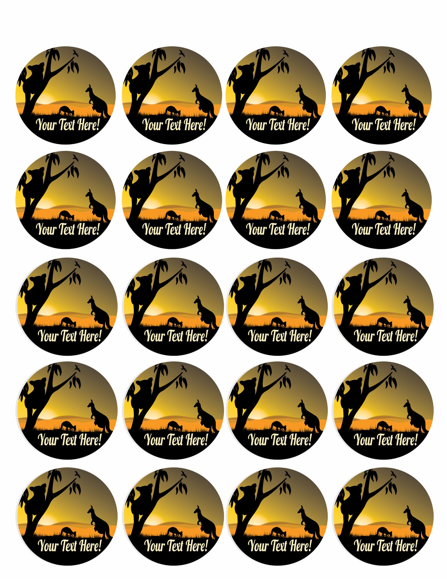 Koala and Kangaroo - Edible Cake Topper, Cupcake Toppers, Strips