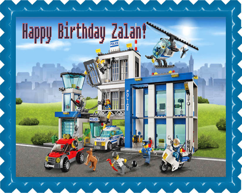 Lego City Police Station 2 Edible Birthday Cake Topper OR Cupcake Topper, Decor - Edible Prints On Cake (Edible Cake &Cupcake Topper)