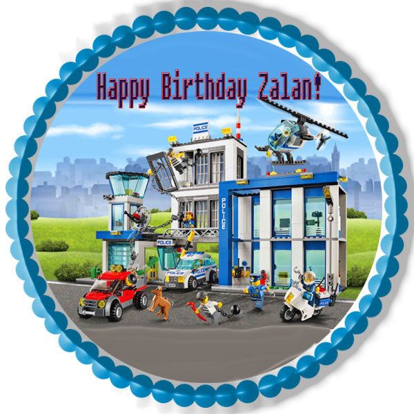 Lego City Police Station (Nr2) - Edible Cake Topper OR Cupcake Topper, Decor