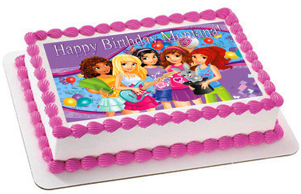 Lego Friends Edible Birthday Cake Topper OR Cupcake Topper, Decor - Edible Prints On Cake (Edible Cake &Cupcake Topper)