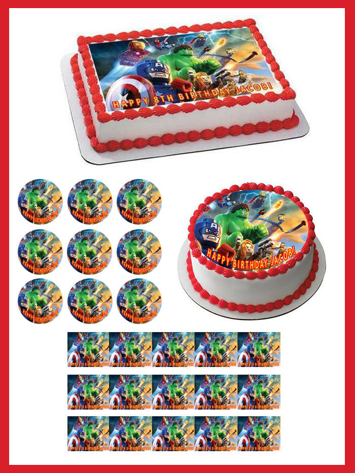 Lego Marvel Superheroes - Edible Cake Topper OR Cupcake Topper