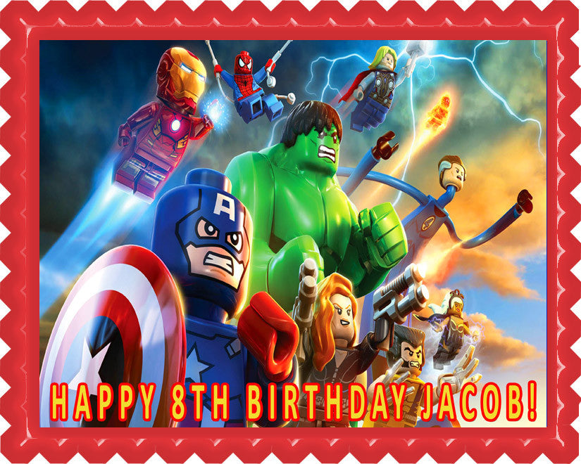 Lego Marvel Superheroes - Edible Cake Topper OR Cupcake Topper