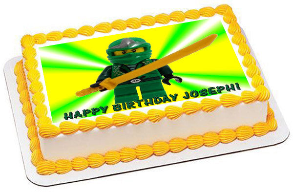 Lego Ninja Green Edible Birthday Cake Topper OR Cupcake Topper, Decor - Edible Prints On Cake (Edible Cake &Cupcake Topper)