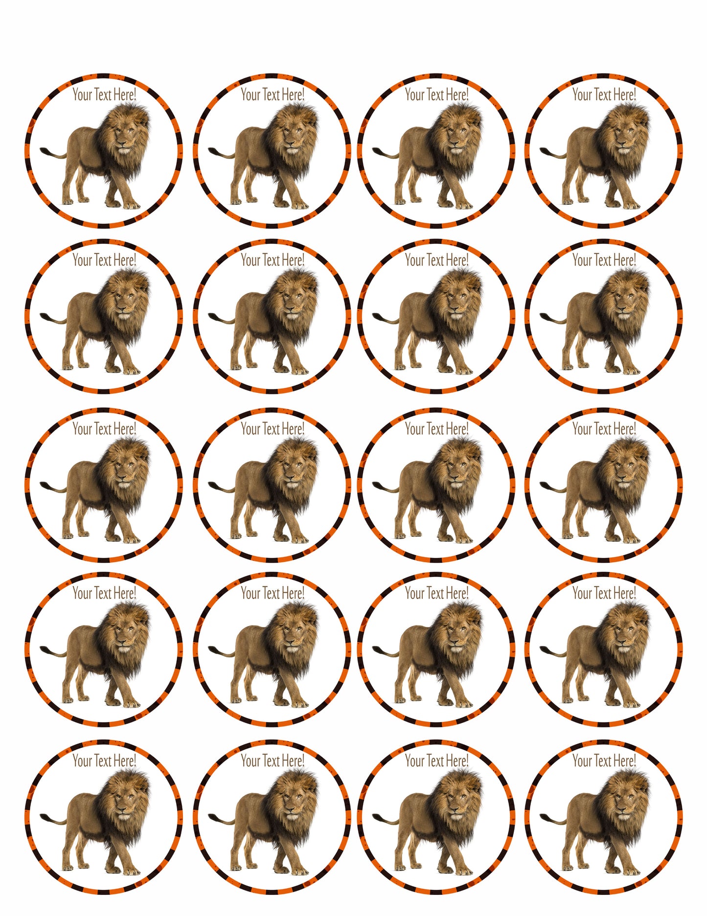 Lion - Edible Cake Topper, Cupcake Toppers, Strips