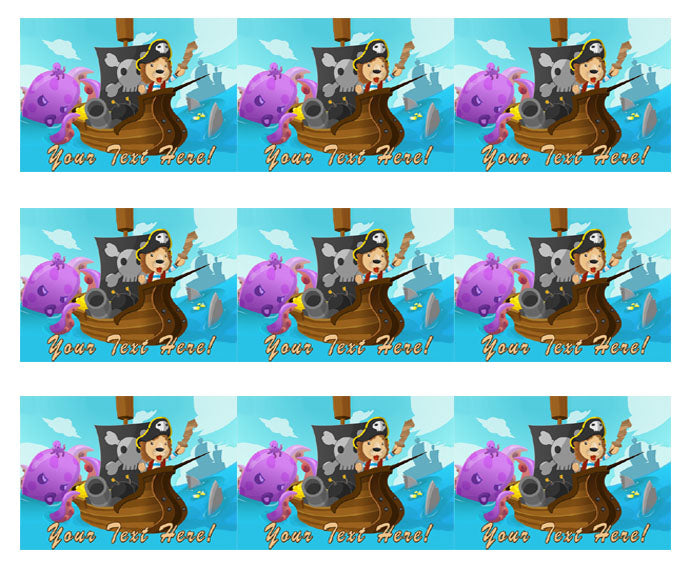Lion Pirate Adventure Fantasy Cartoon - Edible Cake Topper, Cupcake Toppers, Strips