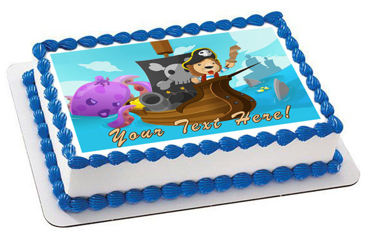 Lion Pirate Adventure Fantasy Cartoon - Edible Cake Topper, Cupcake Toppers, Strips