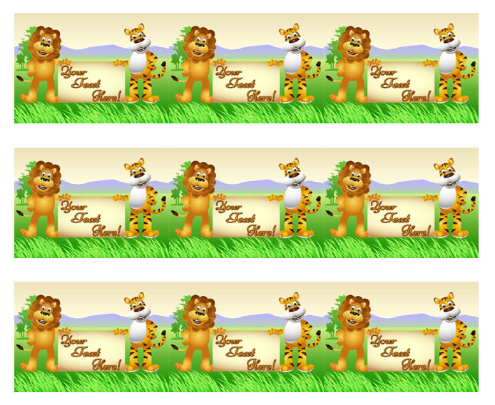 Lion and Tiger Cartoon - Edible Cake Topper, Cupcake Toppers, Strips