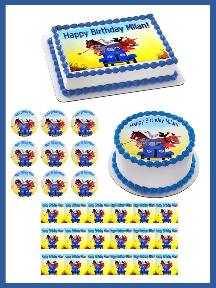 Little Blue Truck - Edible Cake Topper, Cupcake Toppers, Strips