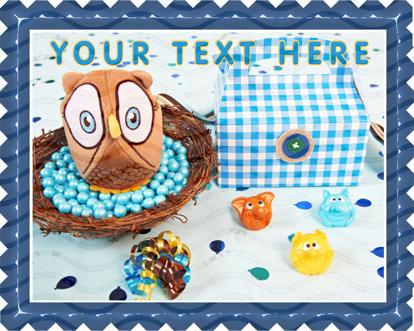Look Whoos 1 Blue Owl - Edible Cake Topper OR Cupcake Topper, Decor