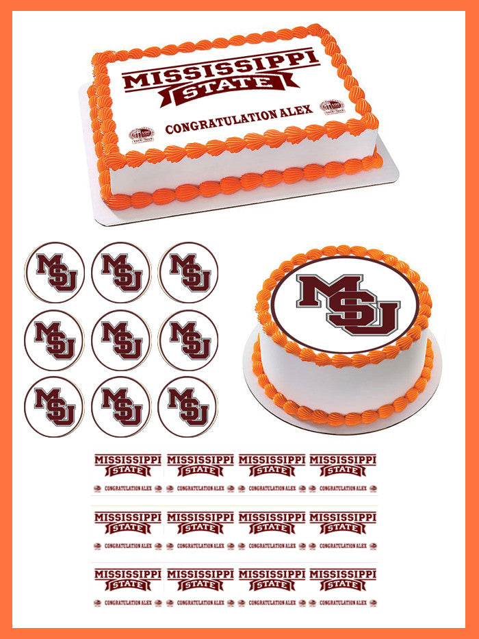 Mississippi State University Edible Birthday Cake Topper OR Cupcake Topper, Decor - Edible Prints On Cake (Edible Cake &Cupcake Topper)