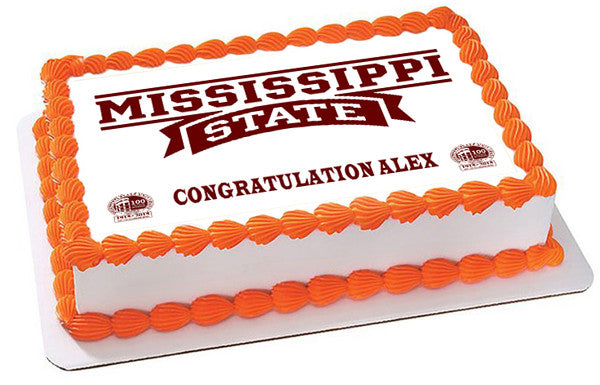 Mississippi State University Edible Birthday Cake Topper OR Cupcake Topper, Decor - Edible Prints On Cake (Edible Cake &Cupcake Topper)
