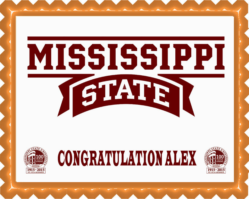 Mississippi State University Edible Birthday Cake Topper OR Cupcake Topper, Decor - Edible Prints On Cake (Edible Cake &Cupcake Topper)