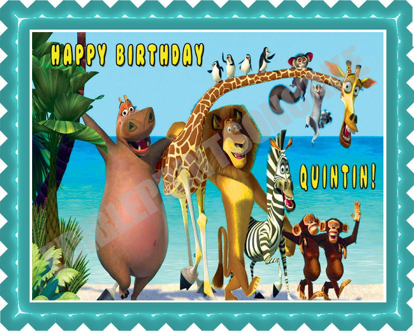 MADAGASCAR - Edible Cake Topper OR Cupcake Topper, Decor