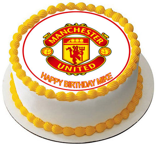 Manchester United Edible Birthday Cake Topper OR Cupcake Topper, Decor - Edible Prints On Cake (Edible Cake &Cupcake Topper)