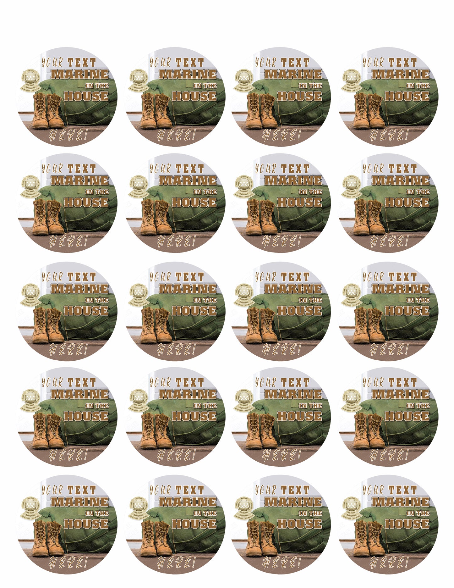 Marine in the House - Edible Cake Topper, Cupcake Toppers, Strips