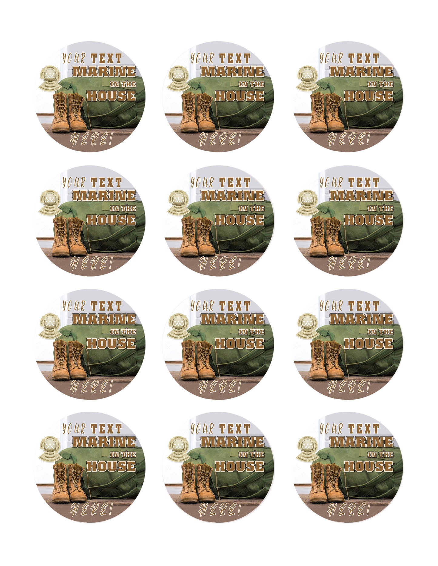 Marine in the House - Edible Cake Topper, Cupcake Toppers, Strips