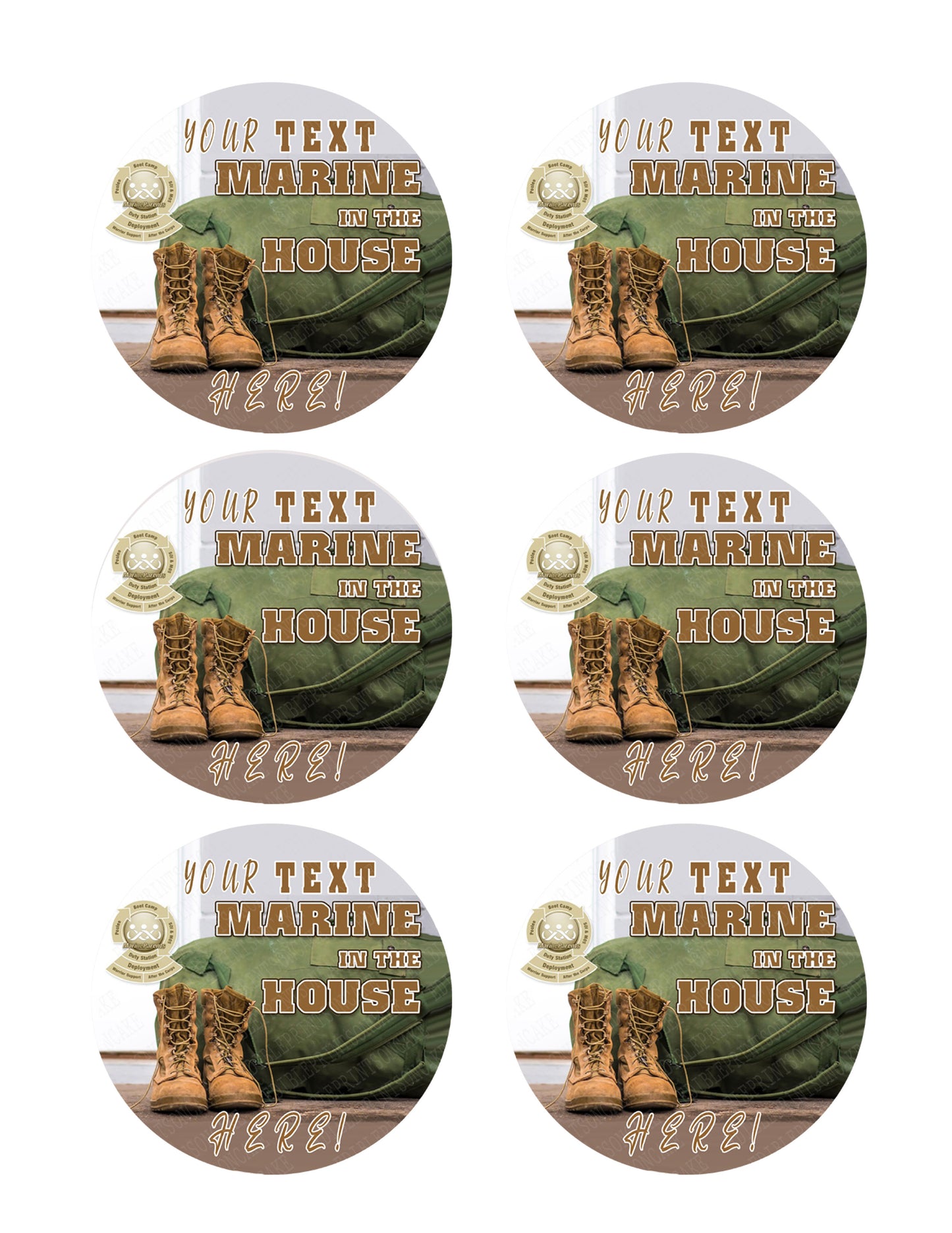 Marine in the House - Edible Cake Topper, Cupcake Toppers, Strips